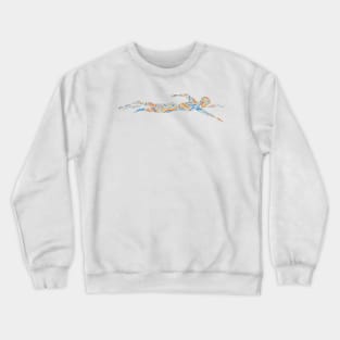 Freestyle Swimmer with Creative Colorful Wave Design Gift Crewneck Sweatshirt